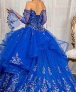 Elizabeth K GL1976 - Long Angel Sleeve Sweetheart Neck Ball Gown