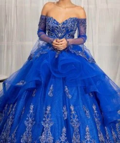 Elizabeth K GL1976 - Long Angel Sleeve Sweetheart Neck Ball Gown