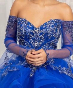 Elizabeth K GL1976 - Long Angel Sleeve Sweetheart Neck Ball Gown