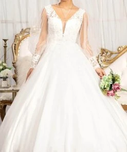 Elizabeth K GL1981 - Long Sleeve V-neck Wedding Gown 10 Elizabeth K GL1981 - Long Sleeve V-neck Wedding Gown