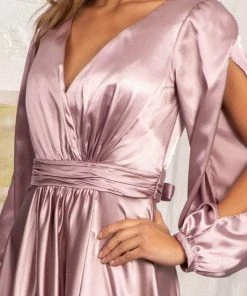 Elizabeth K GL1990 - Split Sleeve High Slit Evening Dress 34 Elizabeth K GL1990 - Split Sleeve High Slit Evening Dress