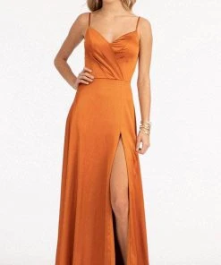 Elizabeth K GL1993 - Spaghetti Strap V-Neck Prom Dress With Slit 36 Elizabeth K GL1993 - Spaghetti Strap V-Neck Prom Dress With Slit