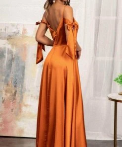 Elizabeth K GL1994 - Tie Strap Satin A-Line Prom Dress 36 Elizabeth K GL1994 - Tie Strap Satin A-Line Prom Dress