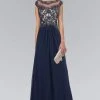 Elizabeth K - GL2001 Embellished Bateau Neck A-Line Gown 1 Elizabeth K - GL2001 Embellished Bateau Neck A-Line Gown