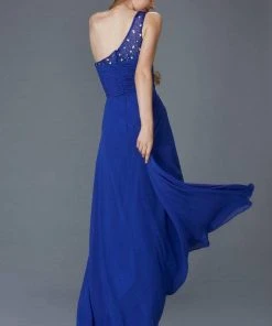 Elizabeth K - GL2021 Asymmetrical Illusion Shirred Gown 10 Elizabeth K - GL2021 Asymmetrical Illusion Shirred Gown