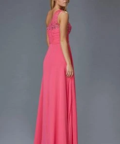 Elizabeth K - GL2021 Asymmetrical Illusion Shirred Gown 11 Elizabeth K - GL2021 Asymmetrical Illusion Shirred Gown