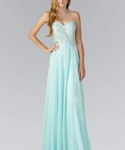 Elizabeth K - GL2049 Strapless Applique Chiffon Gown