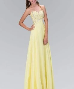 Elizabeth K - GL2049 Strapless Applique Chiffon Gown