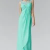 Elizabeth K - GL2061 Beaded Illusion Scoop Neck Chiffon Dress 1 Elizabeth K - GL2061 Beaded Illusion Scoop Neck Chiffon Dress