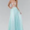 Long Dresses Elizabeth K - GL2093 Sheer Crystal-Crusted A-Line Gown