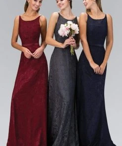 Elizabeth K - GL2170 Lace Embellished Scoop Neck Long Dress 7 Elizabeth K - GL2170 Lace Embellished Scoop Neck Long Dress
