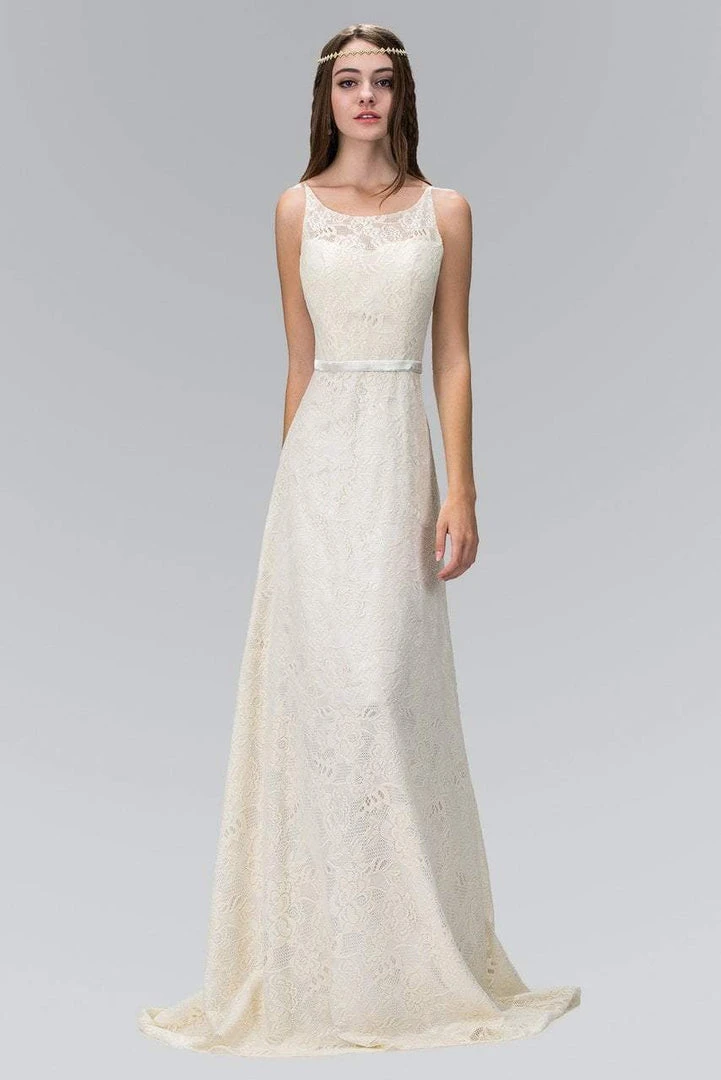 Elizabeth K - GL2170 Lace Embellished Scoop Neck Long Dress 3 Elizabeth K - GL2170 Lace Embellished Scoop Neck Long Dress