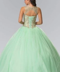 Elizabeth K - GL2207 Illusion Gilt Embroidered Ballgown