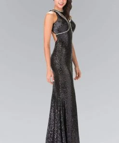 Elizabeth K - GL2217 Sequined Halter Neck Trumpet Dress 15 Elizabeth K - GL2217 Sequined Halter Neck Trumpet Dress