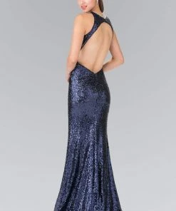 Elizabeth K - GL2217 Sequined Halter Neck Trumpet Dress 13 Elizabeth K - GL2217 Sequined Halter Neck Trumpet Dress