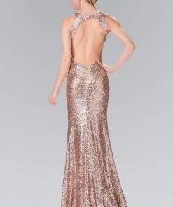Elizabeth K - GL2217 Sequined Halter Neck Trumpet Dress 19 Elizabeth K - GL2217 Sequined Halter Neck Trumpet Dress