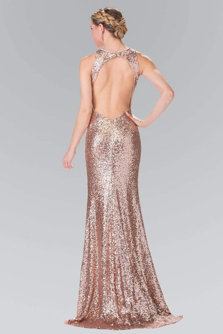 Elizabeth K - GL2217 Sequined Halter Neck Trumpet Dress 10 Elizabeth K - GL2217 Sequined Halter Neck Trumpet Dress