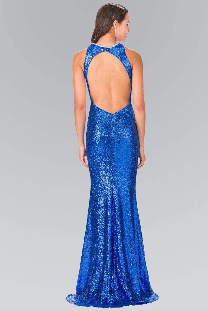Elizabeth K - GL2217 Sequined Halter Neck Trumpet Dress 12 Elizabeth K - GL2217 Sequined Halter Neck Trumpet Dress