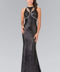Elizabeth K - GL2217 Sequined Halter Neck Trumpet Dress 14 Elizabeth K - GL2217 Sequined Halter Neck Trumpet Dress