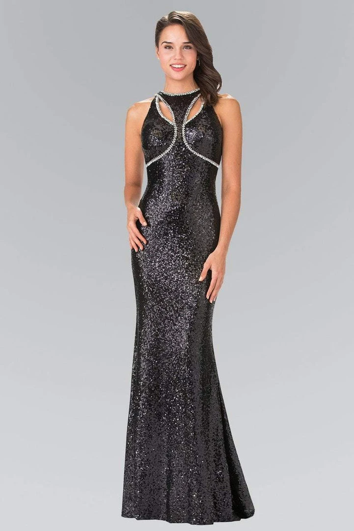 Elizabeth K - GL2217 Sequined Halter Neck Trumpet Dress 5 Elizabeth K - GL2217 Sequined Halter Neck Trumpet Dress
