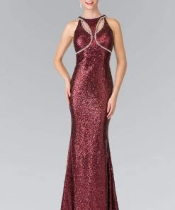 Elizabeth K - GL2217 Sequined Halter Neck Trumpet Dress 16 Elizabeth K - GL2217 Sequined Halter Neck Trumpet Dress