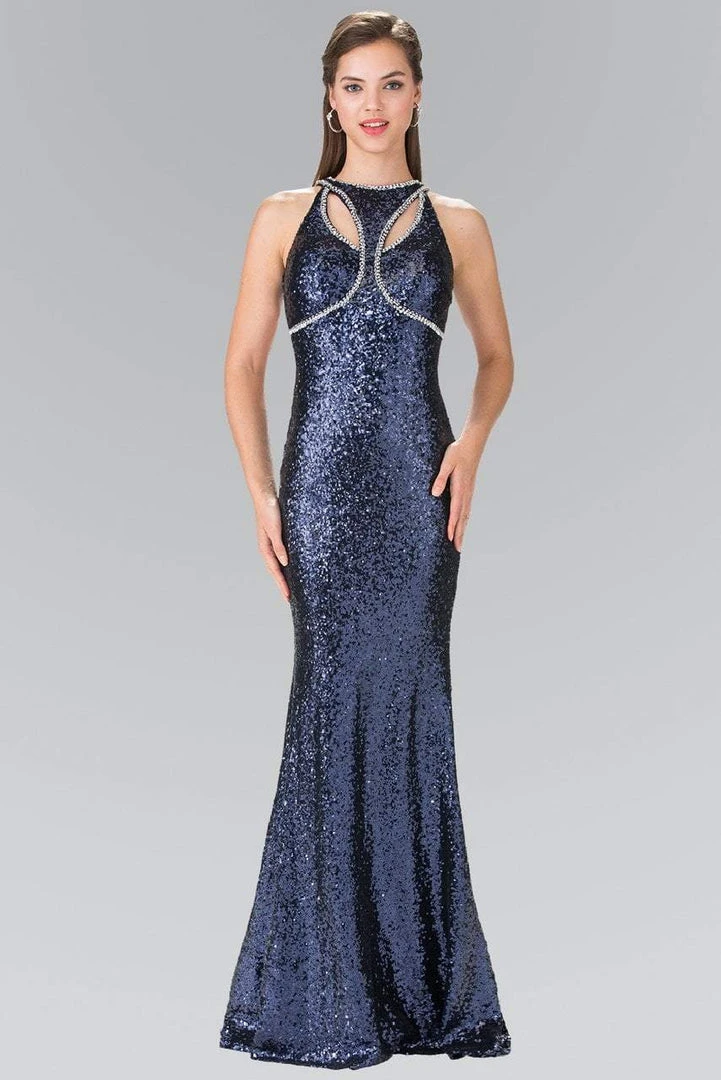 Elizabeth K - GL2217 Sequined Halter Neck Trumpet Dress 3 Elizabeth K - GL2217 Sequined Halter Neck Trumpet Dress