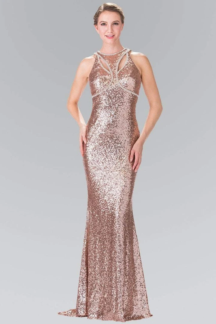 Elizabeth K - GL2217 Sequined Halter Neck Trumpet Dress 9 Elizabeth K - GL2217 Sequined Halter Neck Trumpet Dress