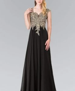 Elizabeth K - GL2229 Gilt Embroidered Bateau A-Line Gown 12 Elizabeth K - GL2229 Gilt Embroidered Bateau A-Line Gown