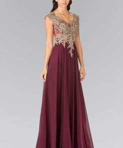 Elizabeth K - GL2229 Gilt Embroidered Bateau A-Line Gown 14 Elizabeth K - GL2229 Gilt Embroidered Bateau A-Line Gown