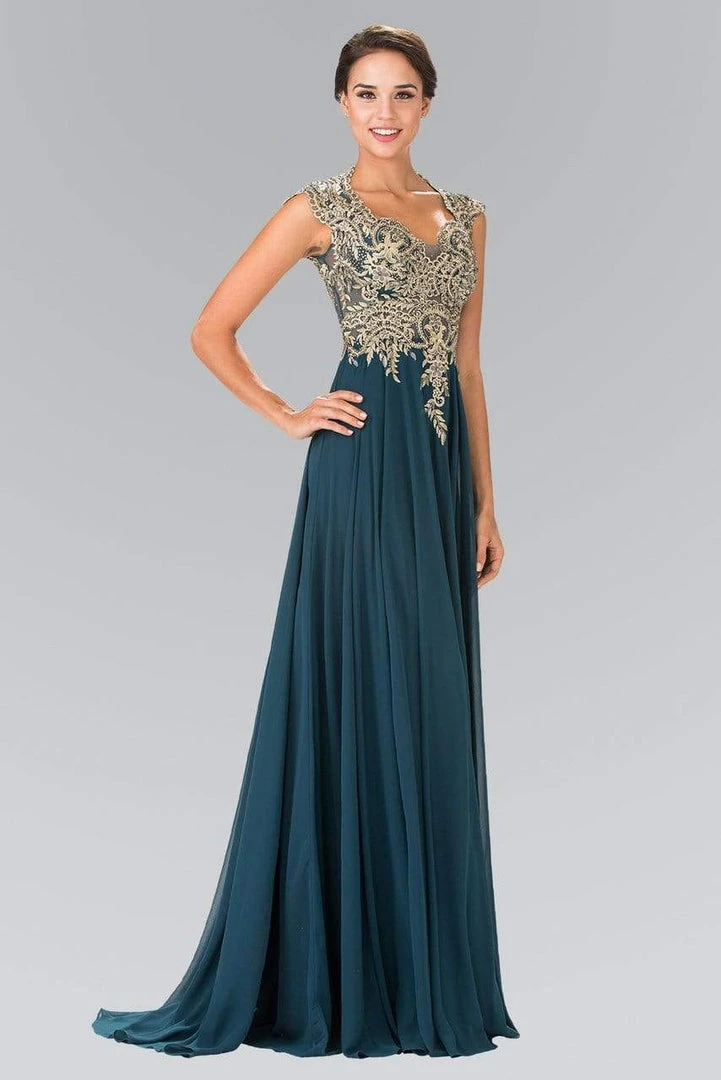 Elizabeth K - GL2229 Gilt Embroidered Bateau A-Line Gown 9 Elizabeth K - GL2229 Gilt Embroidered Bateau A-Line Gown