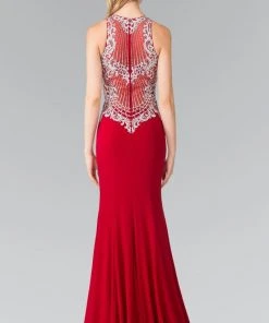 Elizabeth K - GL2232 Embellished High Neck Jersey Sheath Dress 9 Elizabeth K - GL2232 Embellished High Neck Jersey Sheath Dress