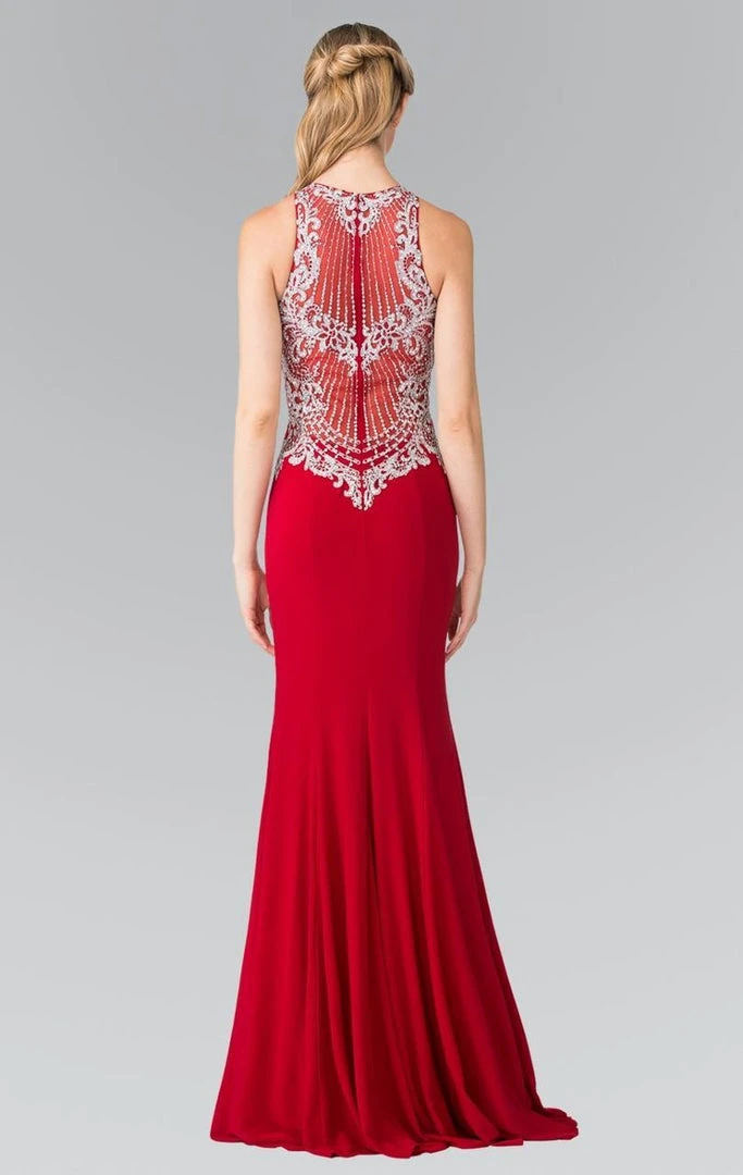 Elizabeth K - GL2232 Embellished High Neck Jersey Sheath Dress 4 Elizabeth K - GL2232 Embellished High Neck Jersey Sheath Dress