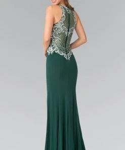 Elizabeth K - GL2232 Embellished High Neck Jersey Sheath Dress 13 Elizabeth K - GL2232 Embellished High Neck Jersey Sheath Dress