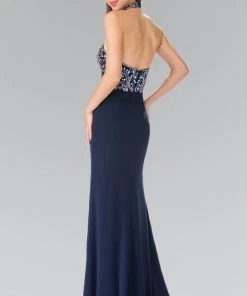 Elizabeth K - GL2279 Beaded Halter Neck Rome Jersey Sheath Dress 11 Elizabeth K - GL2279 Beaded Halter Neck Rome Jersey Sheath Dress