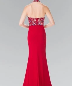 Elizabeth K - GL2279 Beaded Halter Neck Rome Jersey Sheath Dress 13 Elizabeth K - GL2279 Beaded Halter Neck Rome Jersey Sheath Dress