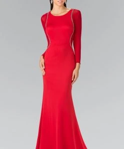 Elizabeth K - GL2284 Beaded Scoop Neck Rome Jersey Sheath Dress