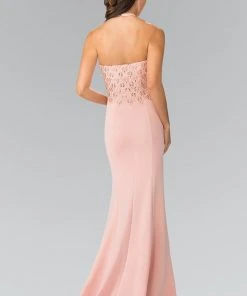 Elizabeth K - GL2285 Beaded Halter Trumpet Dress Long Dresses