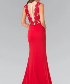 Elizabeth K - GL2286 Laced Illusion High Neck Jersey Trumpet Dress 9 Elizabeth K - GL2286 Laced Illusion High Neck Jersey Trumpet Dress