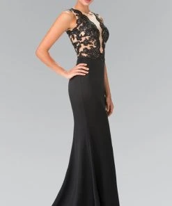 Elizabeth K - GL2286 Laced Illusion High Neck Jersey Trumpet Dress 11 Elizabeth K - GL2286 Laced Illusion High Neck Jersey Trumpet Dress