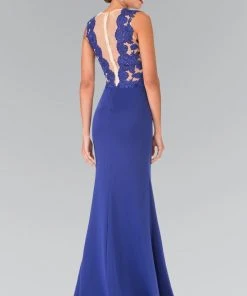 Elizabeth K - GL2286 Laced Illusion High Neck Jersey Trumpet Dress 13 Elizabeth K - GL2286 Laced Illusion High Neck Jersey Trumpet Dress