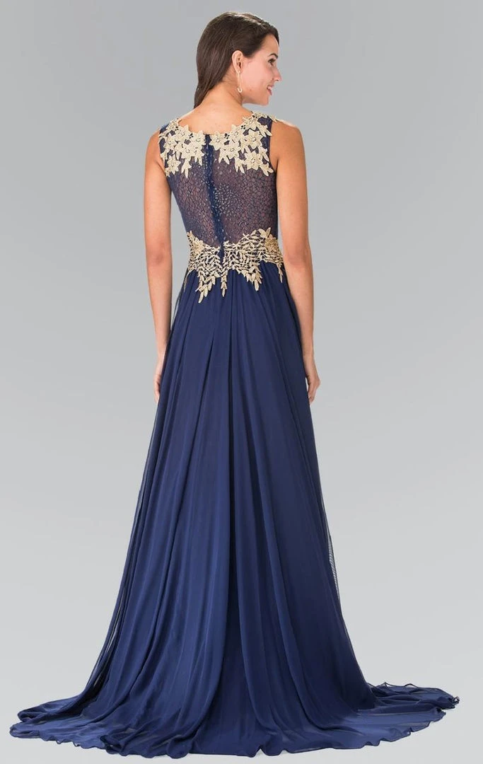 Elizabeth K - GL2288 Laced Scoop Neck Chiffon A-Line Dress 4 Elizabeth K - GL2288 Laced Scoop Neck Chiffon A-Line Dress