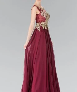 Elizabeth K - GL2288 Laced Scoop Neck Chiffon A-Line Dress 9 Elizabeth K - GL2288 Laced Scoop Neck Chiffon A-Line Dress