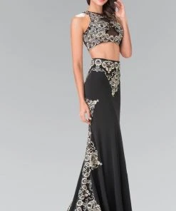 Elizabeth K - GL2296 Embellished High Neck Rome Jersey Dress 10 Elizabeth K - GL2296 Embellished High Neck Rome Jersey Dress