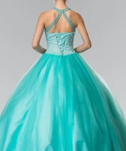 Elizabeth K - GL2309 Beaded Halter Ballgown