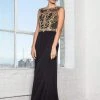 Elizabeth K - GL2316 Embroidered Scoop Neck Chiffon Dress