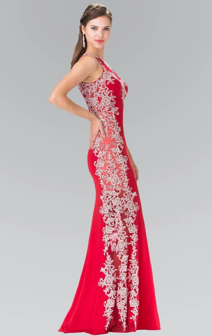 Elizabeth K - GL2320 Laced Illusion High Neck Rome Jersey Dress 6 Elizabeth K - GL2320 Laced Illusion High Neck Rome Jersey Dress