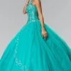 Elizabeth K - GL2348 Bead Embellished Halter Neck Tulle Ballgown
