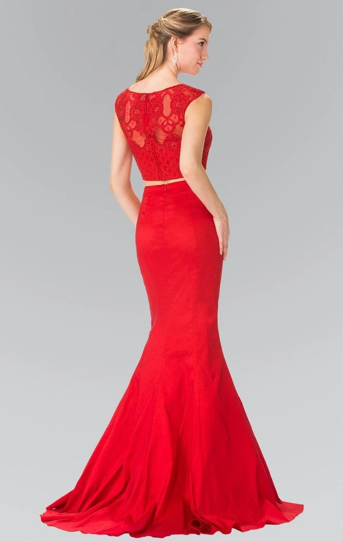 Elizabeth K - GL2354 Embellished Bateau Neck Lace Mermaid Dress 8 Elizabeth K - GL2354 Embellished Bateau Neck Lace Mermaid Dress