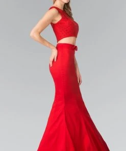 Elizabeth K - GL2354 Embellished Bateau Neck Lace Mermaid Dress 12 Elizabeth K - GL2354 Embellished Bateau Neck Lace Mermaid Dress