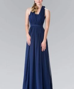 Elizabeth K - GL2362 Long Chiffon Halter Dress